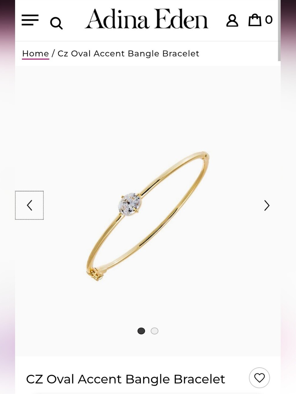 14k Gold Plated Adina Eden Solitaire Solitaire Cz Bangle Bracelet